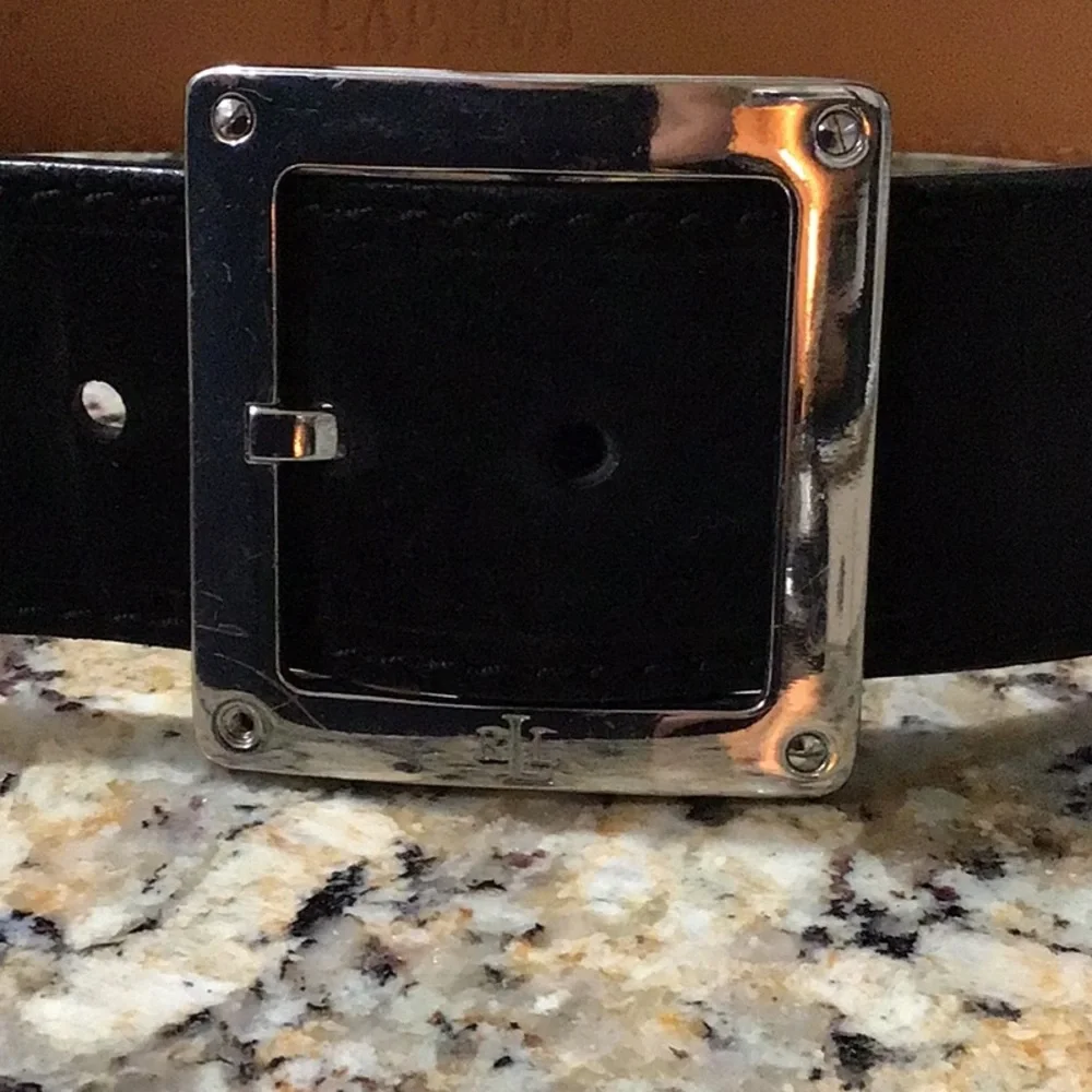 Lauren Ralph Lauren Black Suede and Silver Belt 41”
